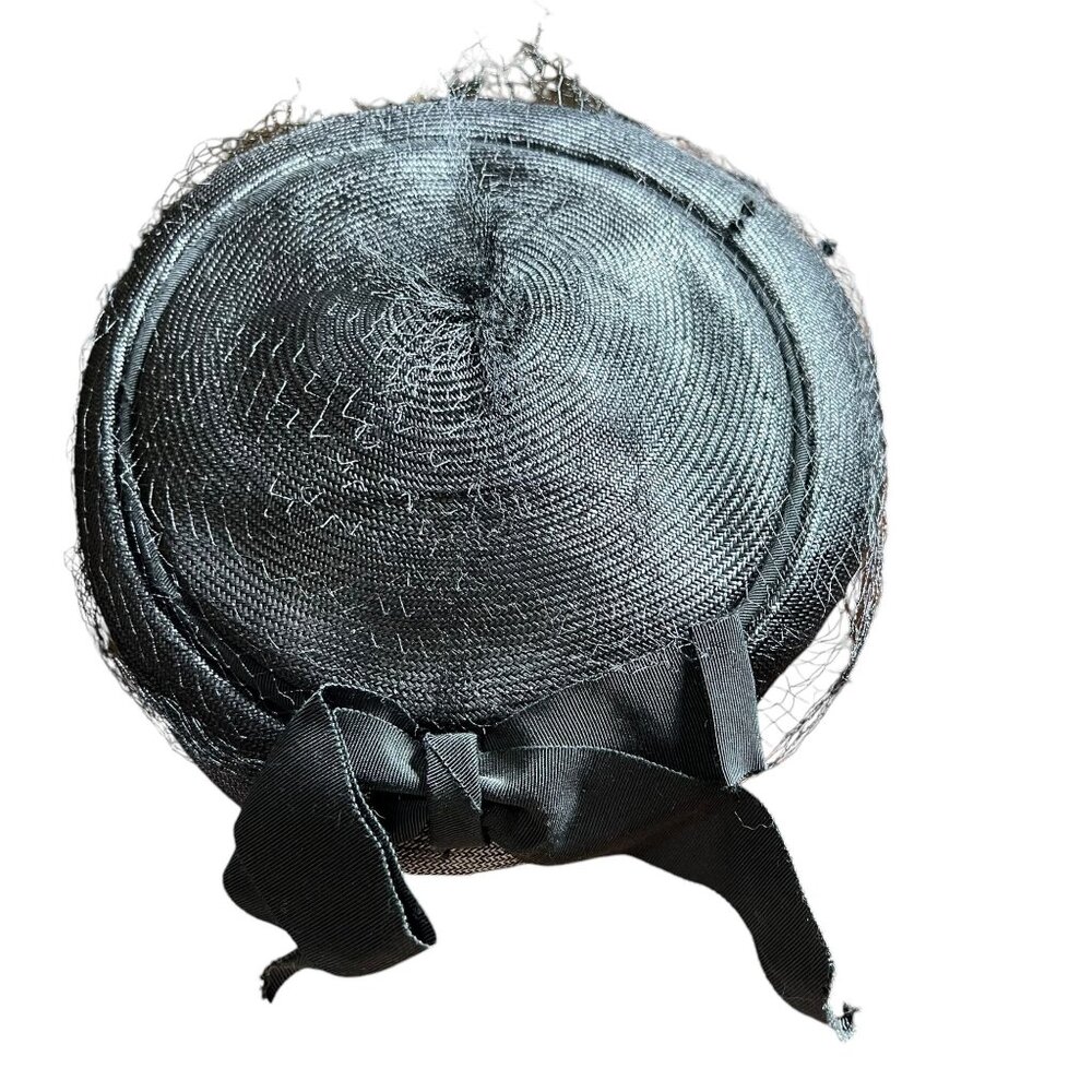 Vintage 50s Black Pillbox Hat